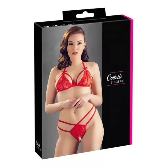 Cottelli - open bh set - kanten - rood - M
