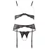Abierta Fina - lingerie set - kant en parels - zwart - XL