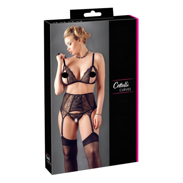 Cottelli Plus Size - Kant lingerie set (zwart) - XXXL