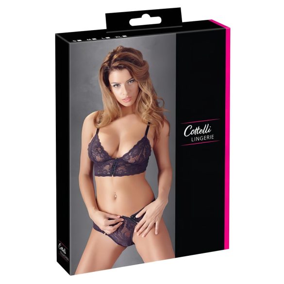 Cottelli - Bloemig kanten lingeriesetje (paars)