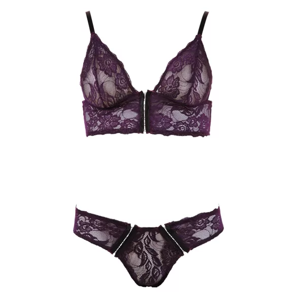 Cottelli - bh set - bloemen kant - paars - XL