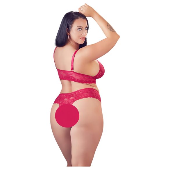 Cottelli Plus Size - zacht kanten bh-set (rood)