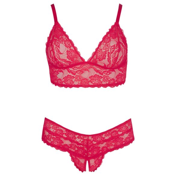 Cottelli Plus Size - zacht kanten bh-set (rood)