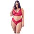 Cottelli Plus Size - zachte kanten beha set (rood) - 2XL