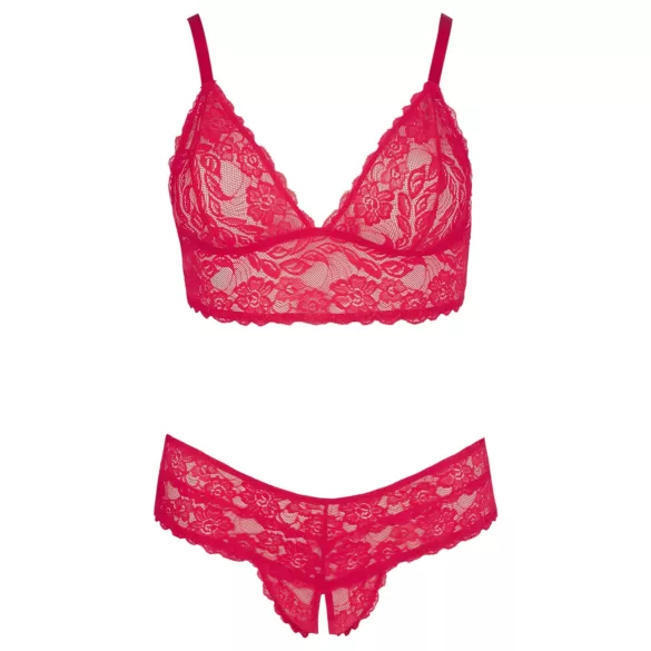 Cottelli Plus Size - bh set - zachte kant - rood - 2XL