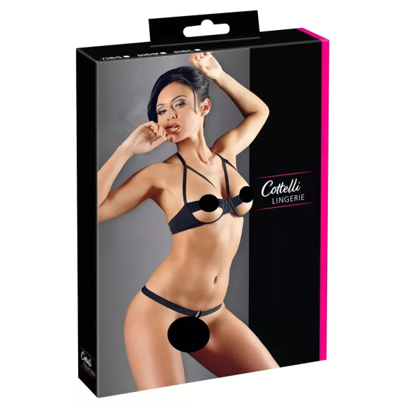 Cottelli - bh set met metalen ringen - zwart - 80B/M