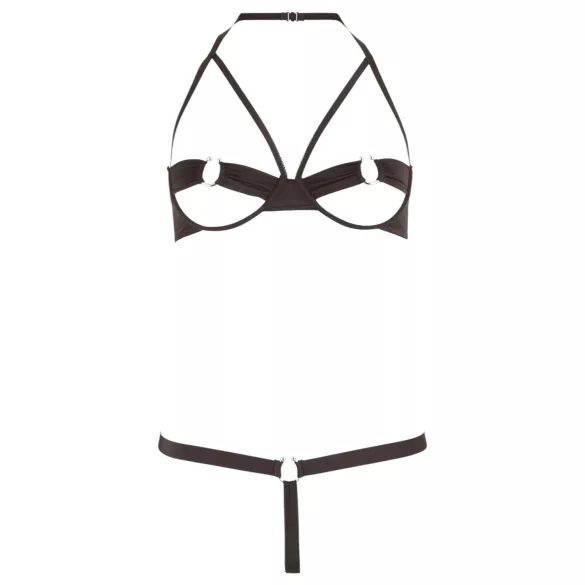 Cottelli - bh set met metalen ringen - zwart - 85B/L