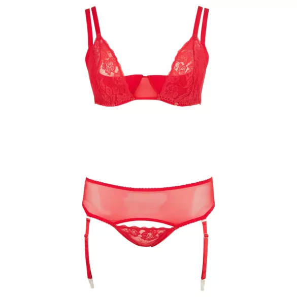Cottelli Plus Size - veelzijdige lingerieset duo (rood) - 95D/2XL