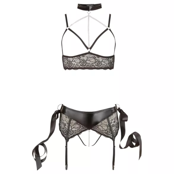 Cottelli Bondage - lingerie set - 5-delig - kant - zwart - M