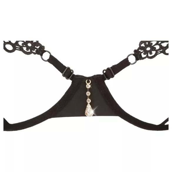 Cottelli - lingerie set - geborduurd en glanzend - zwart - M