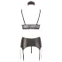 Cottelli Bondage - lingerie set - kant, glanzend, 4-delig, zwart