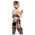 Cottelli Bondage - lingerie set - kant, glanzend, 4-delig, zwart - L