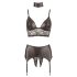 Cottelli Bondage - Glanzend kanten lingerie set (4-delig) - XL