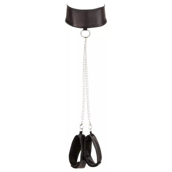 Cottelli Bondage - lingerie set - kant, glanzend, 4-delig, zwart - XL