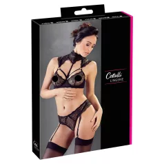 Cottelli - kanten beha-set met kraagje (zwart) - 80B/M