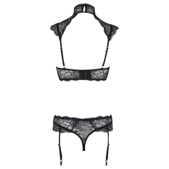 Cottelli - kanten beha-set met kraagje (zwart) - 85B/L
