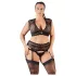 Cottelli Plus Size - lingerie set - kant - strass steentjes - zwart