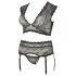 Cottelli Plus Size - lingerie set - kant - strass steentjes - zwart