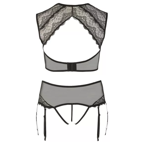 Cottelli Plus Size - lingerie set - kant - strass steentjes - zwart - XL