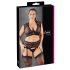 Cottelli Plus Size - strass en kanten lingerie set (zwart) - 3XL