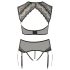 Cottelli Plus Size - strass en kanten lingerie set (zwart) - 3XL