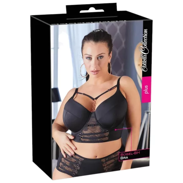 Cottelli Plus Size - kanten bh met bandjes (zwart)
