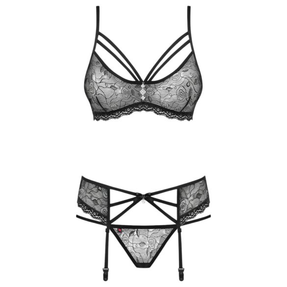 Obsessive 818-SEG-1 - schitterende lingerie set (zwart)