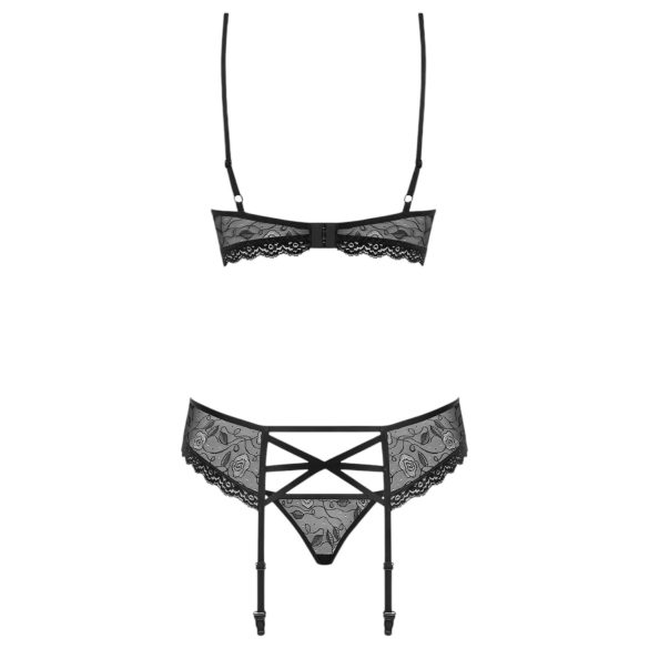 Obsessive 818-SEG-1 - schitterende lingerie set (zwart) - L/XL