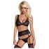 Obsessive Emperita - verfijnd geborduurd lingerie set (zwart) - L/XL