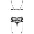 Obsessive Emperita - verfijnd geborduurd lingerie set (zwart) - L/XL
