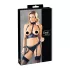 Cottelli Bondage - bh set met glanzende beugel en boeien - zwart - M
