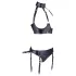 Cottelli Bondage - bh set met glanzende beugel en boeien - zwart - XL