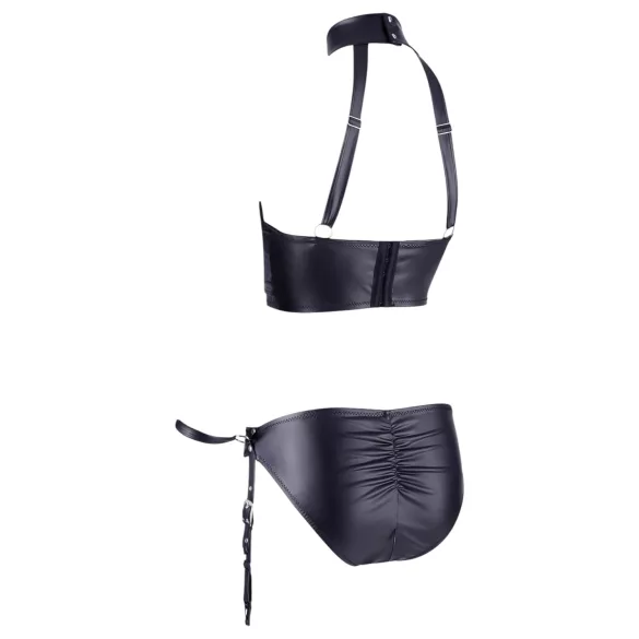 Cottelli Bondage - bh set met glanzende beugel en boeien - zwart - XL