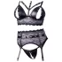 Cottelli Bondage - lingerie set met handboeien - kant - zwart - XL