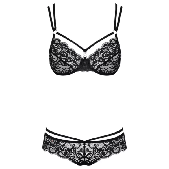 Obsessive - bh set - kant bloemenprint - zwart