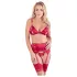 Abierta Fina - glinsterende kettinglingerieset (rood) - L
