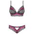 Obsessive Tulia - kanten lingerie set (zwart-roze)
