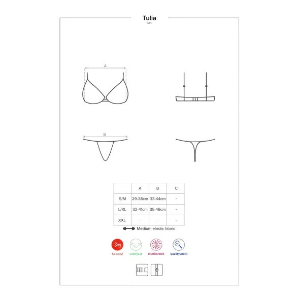 Obsessive Tulia - lingerie set dames - kant - zwart/roze