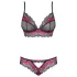 Obsessive Tulia - lingerie set dames - kant - zwart/roze - L/XL