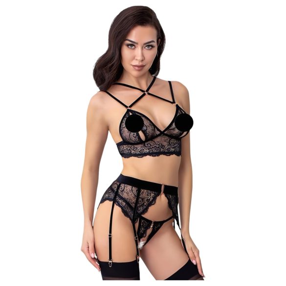 Abierta Fina - lingerie set - kant - zwart - M