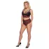 Cottelli Curvies - bloemenkant lingerie set (zwart) - 2XL
