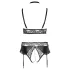 Cottelli Curves - lingerie set - glanzend effect - zwart - 2XL
