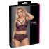 Cottelli Plus Size - Bloemige BH Set (Zwart-Paars)