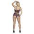 Cottelli Plus Size - Bloemige BH Set (Zwart-Paars)