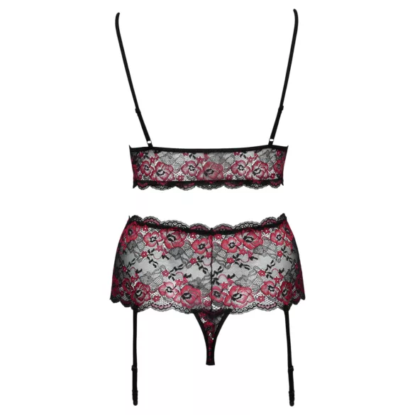 Cottelli Curves - bloemen open bh-set (zwart)