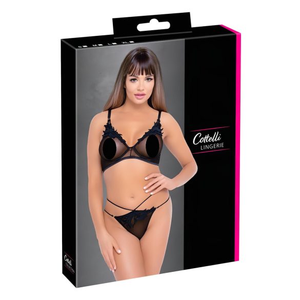 Cottelli - transparante kanten bh-set (zwart)