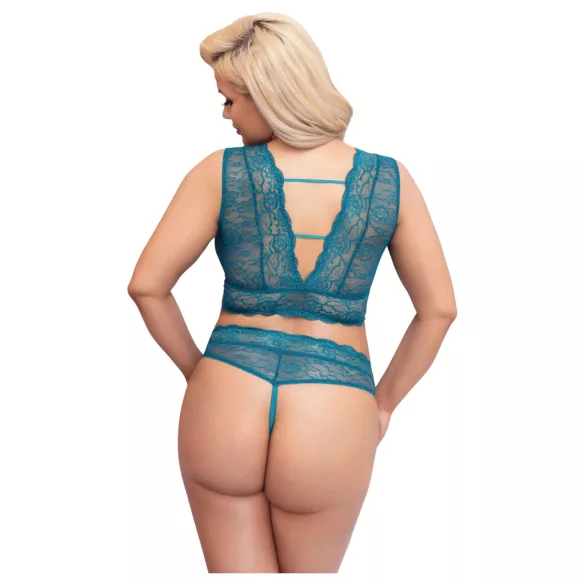 Cottelli Curves - korset kanten lingerieset (blauw)