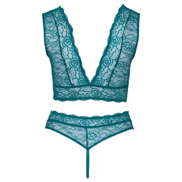 Cottelli Curves - korset kanten lingerieset (blauw)
