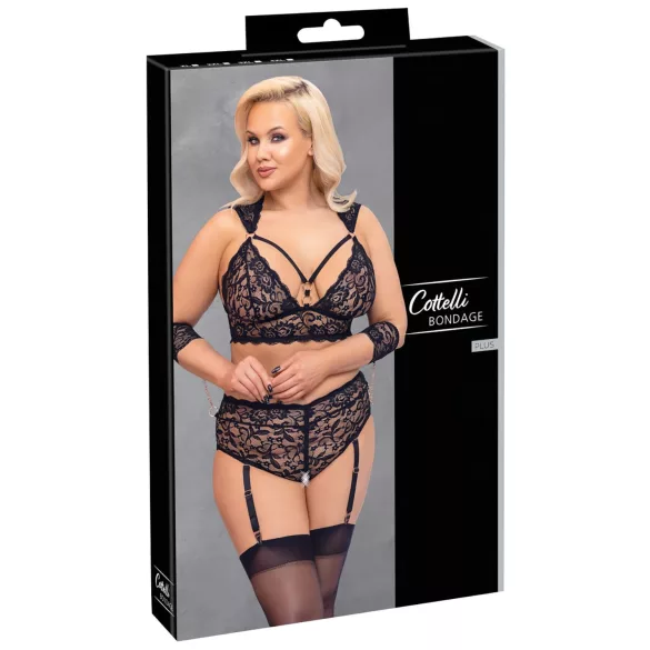 Cottelli Bondage Plus Size - kanten beha set (zwart)