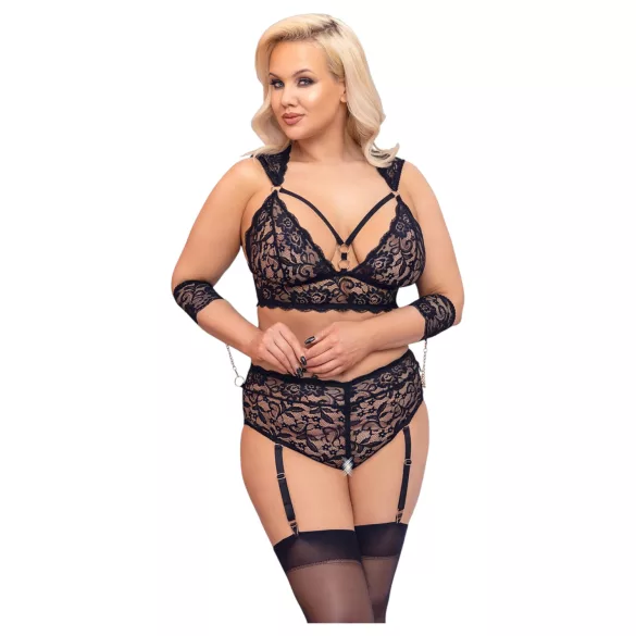 Cottelli Bondage Plus Size - kanten beha set (zwart)